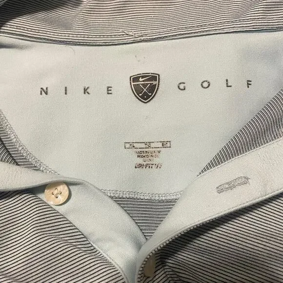Nike Golf Blue Gray Striped Polo Sz XL - Picture 4 of 8